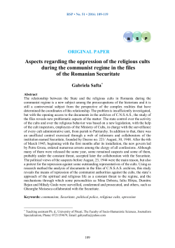 Aspects regarding the oppression of the religious cults during the