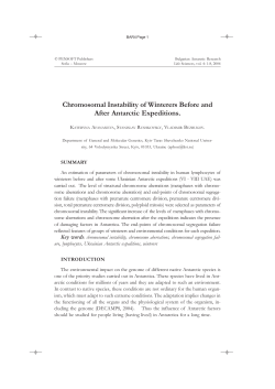 Chromosomal Instability of Winterers Before and After Antarctic