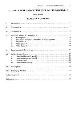 Structure and occurence of chlorophylls