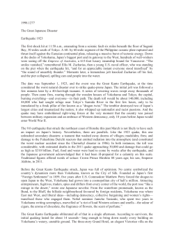 1998.1277 The Great Japanese Disaster Earthquake 1923 The first