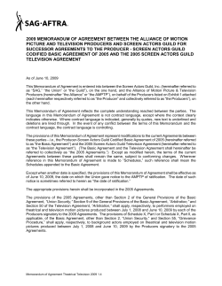 Memorandum of Agreement Theatrical Television 2009