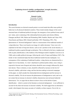 1 Explaining electoral volatility: predispositions` strength, heuristics