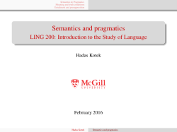Semantics and pragmatics - LING 200: Introduction to the Study of