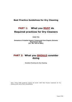 PART 1: What you MUST do Required practices for Dry Cleaners