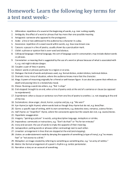 Homework: Learn the following key terms for a test next week:-