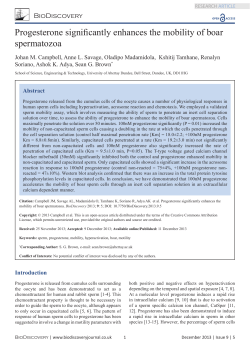Progesterone significantly enhances the mobility of boar spermatozoa