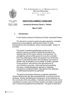 EXECUTIVE CLEMENCY GUIDELINES Issued by Governor Deval L