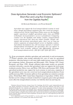 Does Agriculture Generate Local Economic Spillovers? Short