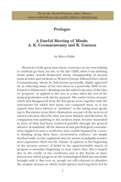 A Fateful Meeting of Minds: A. K. Coomaraswamy