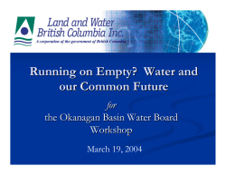 Running on Empty? Water and our Common Future