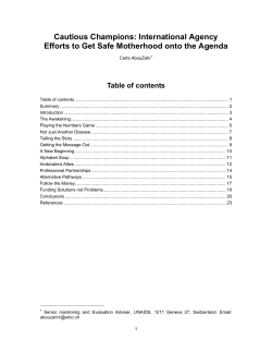 Cautious Champions: International Agency Efforts to Get Safe