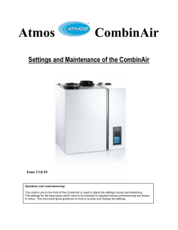 CombinAir Settings and Maintenance