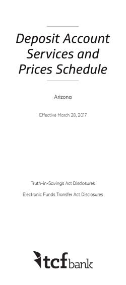 Deposit Account Services and Prices Schedule