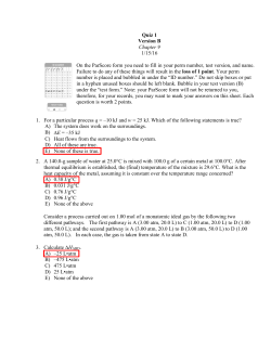 Quiz 1 Version B Chapter 9 1/15/16 On the ParScore form you need