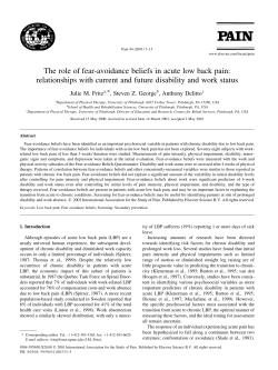 The role of fear-avoidance beliefs in acute low back pain