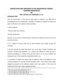 conviction and sentence n the magistrate courts: guiding principles by