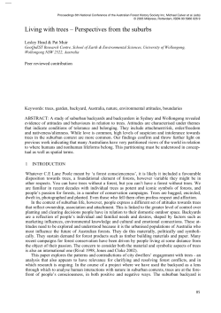 Living with trees &ndash; Perspectives from the suburbs