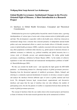 Global Health Governance: Institutional Changes