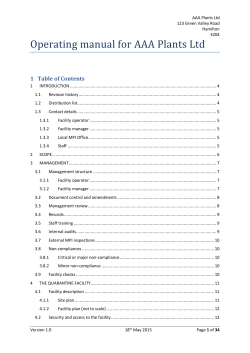 Draft Example Operating Manual for a Hypothetical Level 2