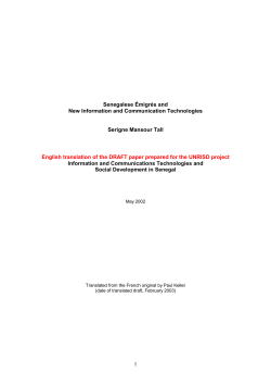 Senegalese Emigr&eacute;s and New Information and Communication