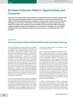 EU Data Protection Reform: Opportunities and Concerns