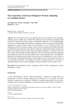 The Experience of Korean Immigrant Women Adjusting to Canadian