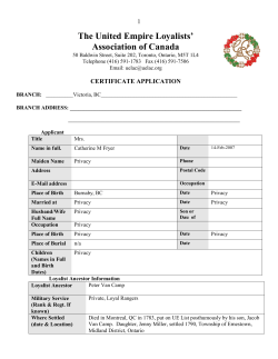 Certificate Application - for United Empire Loyalists` Association of