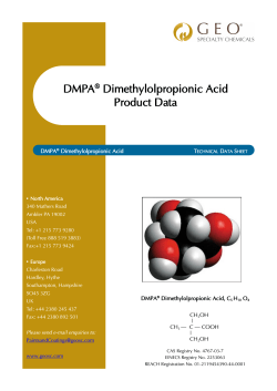 DMPA&reg; Dimethylolpropionic Acid Product Data