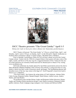 SSCC Theatre presents “The Great Gatsby”