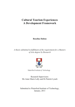 Cultural Tourism Experiences - WIT Repository