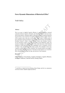 Force Dynamic Dimensions of Rhetorical Effect Todd