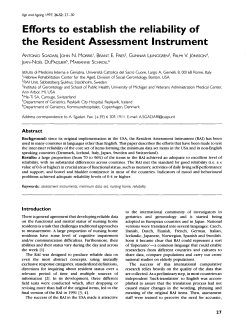 Efforts to establish the reliability of the Resident Assessment