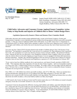 Child Safety Advocates and Consumer Groups Applaud Senate