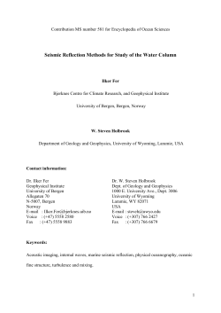 Seismic Reflection Methods for Study of the Water Column