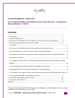 The Creeping Futility of the Global Forum`s Peer Reviews