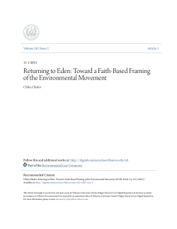Returning to Eden: Toward a Faith-Based Framing