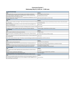 Concurrent Session 1 Wednesday May 24, 10:45 am