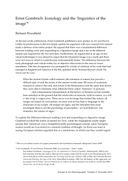 Ernst Gombrich: Iconology and the `linguistics of the image`*
