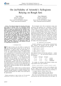 (in)Validity of Aristotle`s Syllogisms Relying on Rough Sets