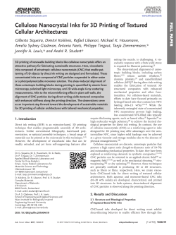 Cellulose Nanocrystal Inks for 3D Printing of Textured Cellular