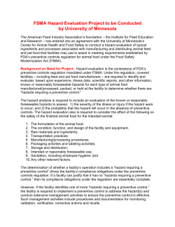 FSMA Hazard Evaluation Project to be Conducted