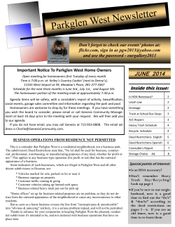 Parkglen West Newsletter - Parkglen West Community Improvement
