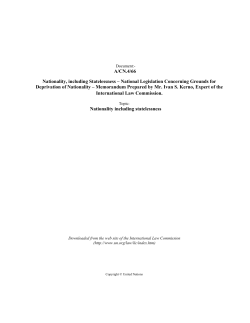 Nationality, including Statelessness &ndash; National