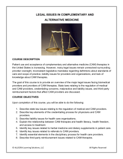legal issues in complementary and alternative medicine