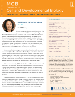 2017 Newsletter - The School of Molecular and Cellular Biology
