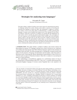 Strategies for analyzing tone languages1
