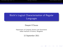Büchi`s Logical Characterisation of Regular Languages