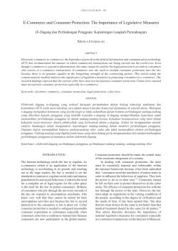 E-Commerce and Consumer Protection: The Importance of