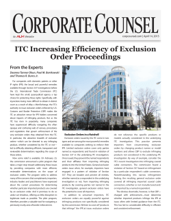 ITC Increasing Efficiency of Exclusion Order Proceedings