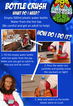 Empty 500ml plastic water bottle Water from the hot tap (Be careful